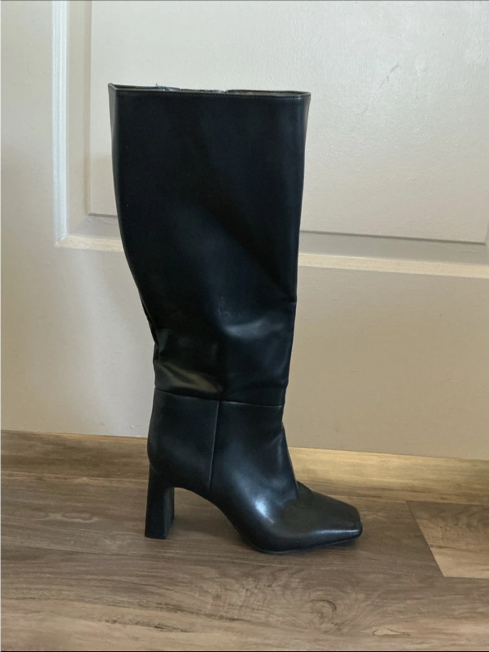 INC International Concepts Elani Black Knee-High Square Toe Boots Size size 9.5